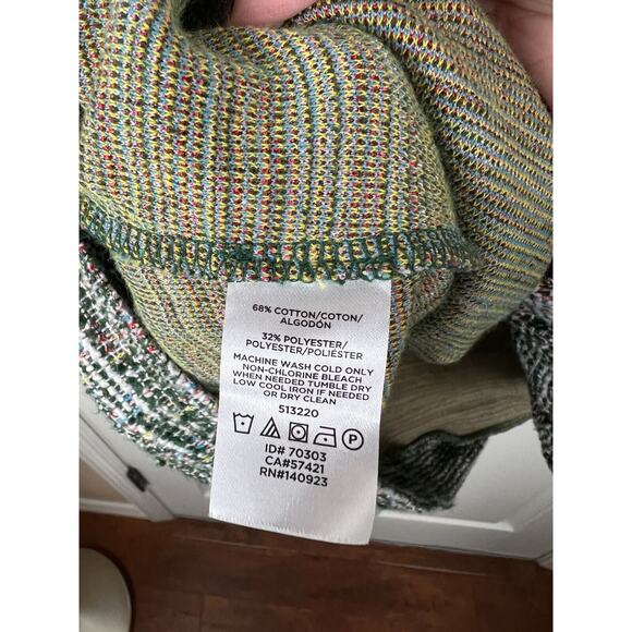 LOFT Green Multicolor Rainbow Nubby Tweed Textured Sweater Long Sleeve Medium - Picture 5 of 8
